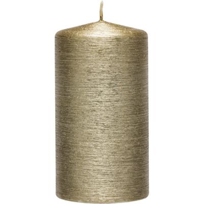 Cilinderkaars/stompkaars - creme goud - 7 x 13 cm - 25 branduren - sfeerkaarsen - kaarsen