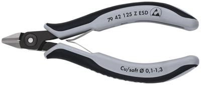 Knipex Precisie Elektronica-Zijsnijtang ESD | 125 mm Lengte | Meer-Componentengrepen | Gebruineerd - 79 42 125 Z ESD