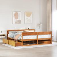 Bedframe zonder matras massief grenenhout wasbruin 180x200 cm