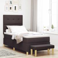 Boxspring bed met matras Donkerbruin 100 x 200 cm Stof