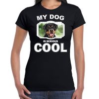 Rottweiler honden t-shirt my dog is serious cool zwart voor dames