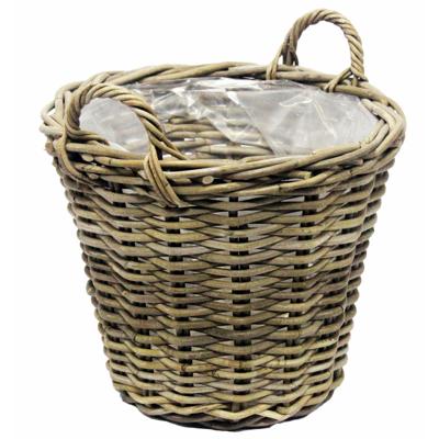 Opbergmand met hengsels - rotan gevlochten - D35 x H25 cm - opbergen