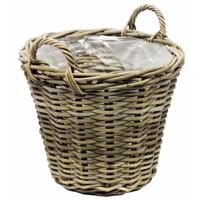 Opbergmand met hengsels - rotan gevlochten - D35 x H25 cm - opbergen
