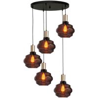 Masterlight 5-lichts vide hanglamp - goud -Porto met Ball red glazen - Ø 24cm - 2712-05-02-50-5-1