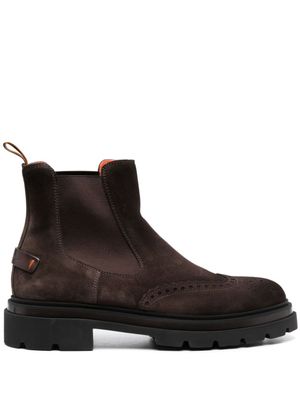 Santoni bottines chelsea à détail richelieu - Marron