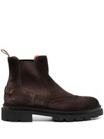 Santoni bottines chelsea à détail richelieu - Marron