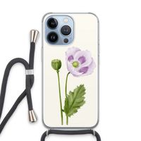 Purple poppy: iPhone 13 Pro Transparant Hoesje met koord