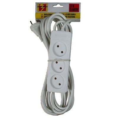 Stekkerdoos 3-voudig wit 5 meter