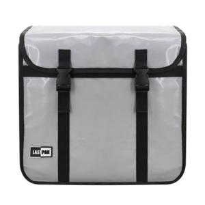 Ruime dubbele fietstas - grijs - 46L - 39 x 35 x 17 cm - PVC - kliksluiting