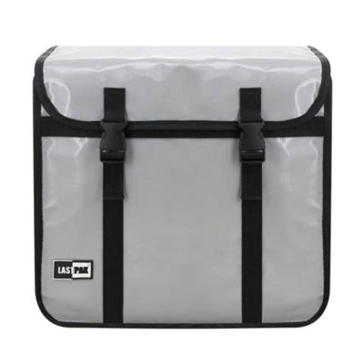 Ruime dubbele fietstas - grijs - 46L - 39 x 35 x 17 cm - PVC - kliksluiting
