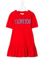 Alberta Ferretti Kids robe I Love You volantée - Rouge