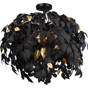 LED Plafondlamp - Plafondverlichting - Trion Lovy - E14 Fitting - 3-lichts - Rond - Mat Zwart/Goud - Aluminium