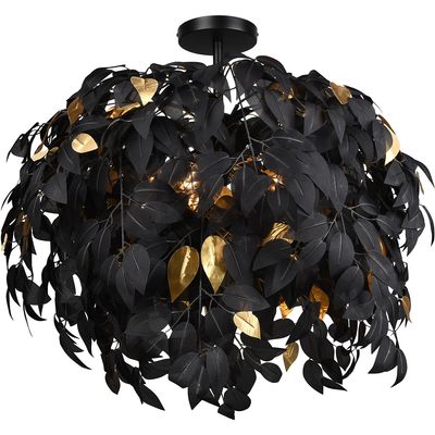 LED Plafondlamp - Plafondverlichting - Trion Lovy - E14 Fitting - 3-lichts - Rond - Mat Zwart/Goud - Aluminium