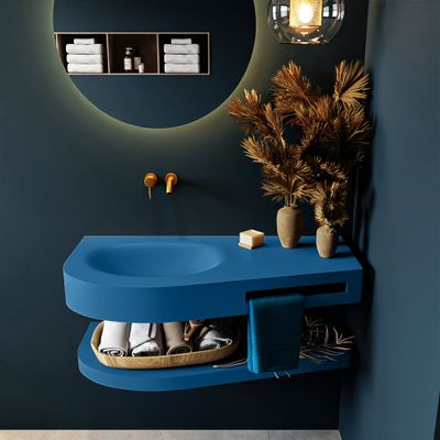 MONDIAZ RIVA 100cm Wastafel met planchet kleur Jeans. Wastafel DULCET links 0 kraangaten kleur Jeans. MONDIAZ RIVA 100cm Wastafel met planchet kleur Jeans. Wastafel DULCET links 0 kraangaten kleur Jeans.