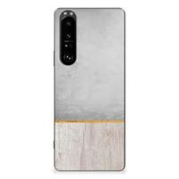 Sony Xperia 1 III | Bumper Hoesje | Wood Concrete Sony Xperia 1 III | Bumper Hoesje | Wood Concrete