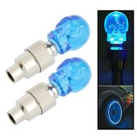 2 x schedel gevormde ventiel Cap licht wiel band Lamp voor auto / motor / Bike(Blue)