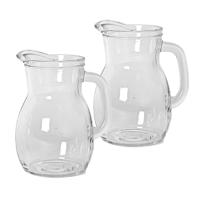 Bormioli Rocco sapkan/waterkan/karaf - 2x stuks - glas - 1000 ml - transparant - schenkkannen