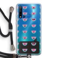 Smiley watermeloenprint: Huawei P20 Lite (2019) Transparant Hoesje met koord