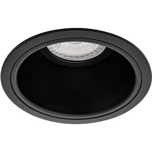 Spot Armatuur GU10 - Pragmi Minko Pro - GU10 Inbouwspot - Rond - Zwart - Aluminium - Verdiept - Ø90mm
