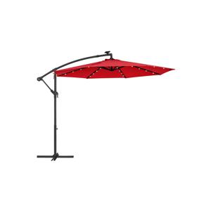 Parasol met LED-verlichting op zonne-energie en standaard, Rood