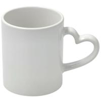 Koffiemok met handvat in hartvorm - wit - keramiek - 300 ml Koffiemok met handvat in hartvorm - wit - keramiek - 300 ml