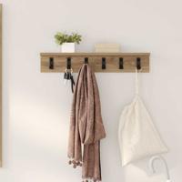 Wandgemonteerde kapstok met plank Wandgemonteerd artisanaal eikenkleurig