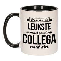 Leukste en meest geweldige collega cadeau koffiemok / theebeker wit met zwart 300 ml Leukste en meest geweldige collega cadeau koffiemok / theebeker wit met zwart 300 ml