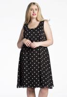 Yoek Mouwloze jurk DOTS | Zwart | Maat 42/44