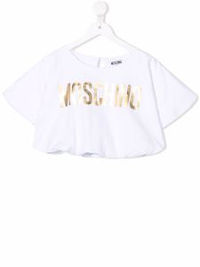 Moschino Kids t-shirt crop à logo imprimé - Blanc