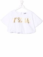 Moschino Kids t-shirt crop à logo imprimé - Blanc