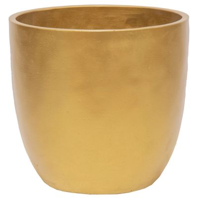 Plantenpot/bloempot - keramiek - goud - D11 x H10 cm
