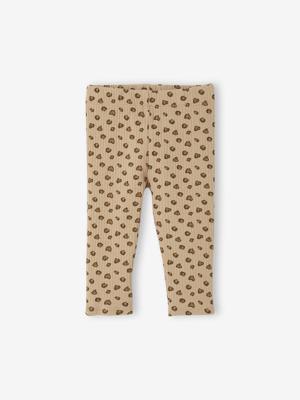 Bedrukte babylegging in ribgebreide stof taupe