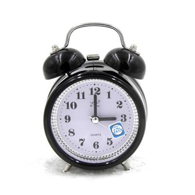 Fashion dempen metalen wekker met nachtlampje grootte: 12*8.5cm(Black)