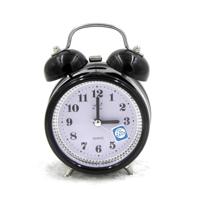 Fashion dempen metalen wekker met nachtlampje grootte: 12*8.5cm(Black)