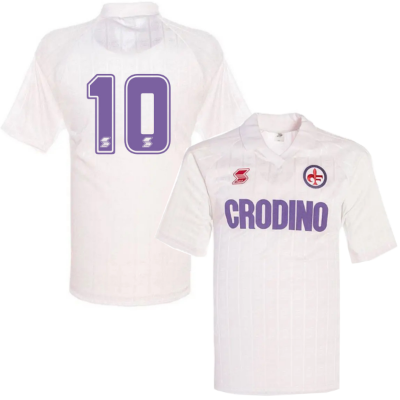 ABM - Fiorentina Retro Uitshirt 1988-1989 + Nummer 10
