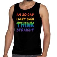 I am so gay i cant even think straight tanktop zwart heren 2XL  - - thumbnail