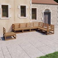 7-delige Loungeset massief grenenhout honingbruin