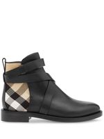 Burberry bottines en cuir à carreaux - Noir - thumbnail