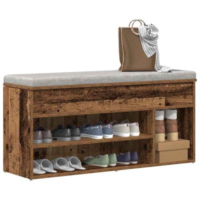 Schoenenbank 102x30,5x45 cm bewerkt hout oud houtkleurig