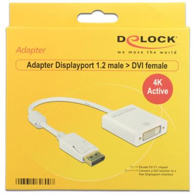 Delock 62600 DisplayPort / DVI Adapter [1x DisplayPort stekker - 1x DVI-bus 24+5-polig] Wit 0.20 m