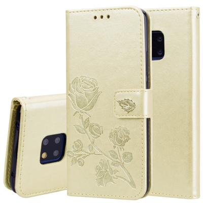 Rose reliëf horizontale Flip PU lederen draagtas voor Huawei Mate 20 Pro met houder & kaartsleuven & portemonnee (goud)