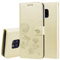 Rose reliëf horizontale Flip PU lederen draagtas voor Huawei Mate 20 Pro met houder & kaartsleuven & portemonnee (goud)