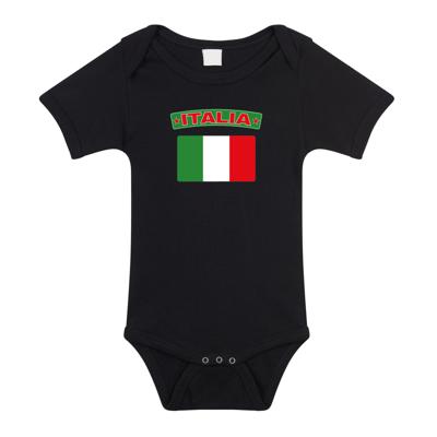 Italia baby rompertje met vlag Italie - zwart - jongens en meisjes - Kraamcadeau - Babykleding