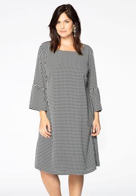 Yoek Jurk PIED DE POULE | Zwart | Maat 50/52