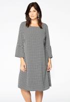 Yoek Jurk PIED DE POULE | Zwart | Maat 42/44