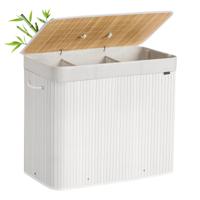 Opvouwbare bamboe wasmand, Wit / 170 L Opvouwbare bamboe wasmand, Wit / 170 L