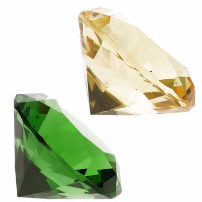 Nep edelstenen / diamanten - van glas - 4 cm doorsnede - geel en green - decoratie of speelgoed