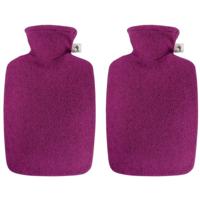 Warm water kruik met viltlook hoes - 2x - fuchsia roze - 2 liter - viltlook