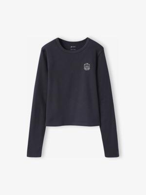 Cropped shirt met lange mouwen voor meisjes JONEN antraciet