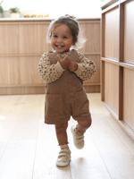 Salopet met korte broek voor baby's in ribfluweel pecannoot